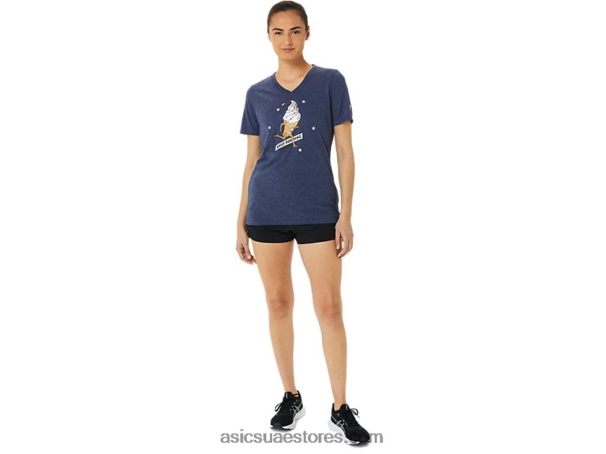 Asics هيذر الطاووس آيس كريم نسائي يأتي بكم قصير ساخن 2N24DJ3194
