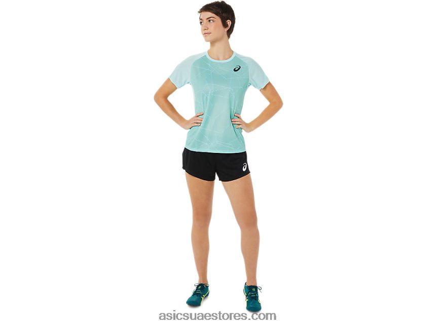 Asics أزرق واضح المرأة الخفيفة قصيرة الأكمام أعلى 2N24DJ3263