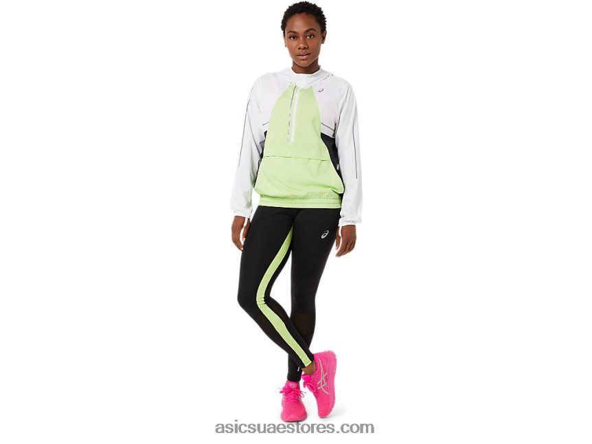 Asics أبيض لامع / أخضر ليموني سترة نسائية خفيفة 2N24DJ3270