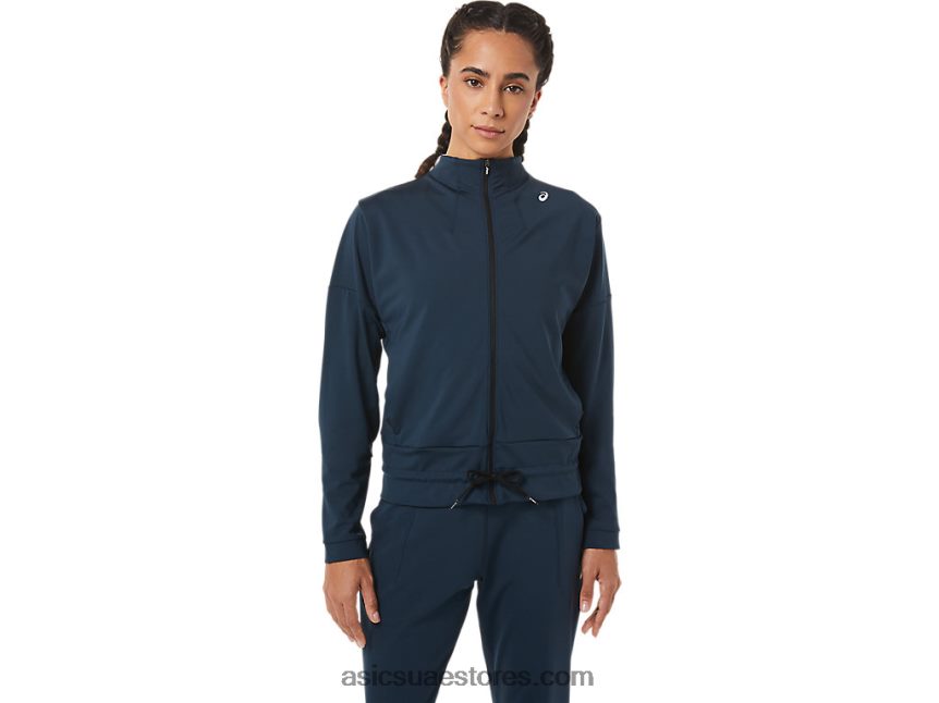 Asics الأزرق الفرنسي / أسود الأداء سترة تنس نسائية 2N24DJ3280