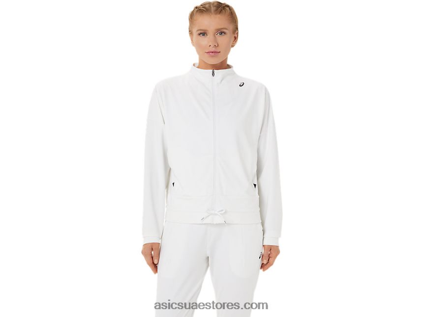 Asics لامع أبيض / أسود سترة تنس نسائية 2N24DJ3286