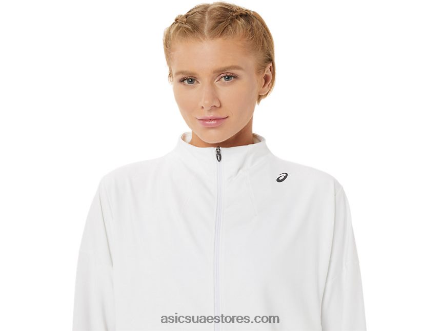 Asics لامع أبيض / أسود سترة تنس نسائية 2N24DJ3286