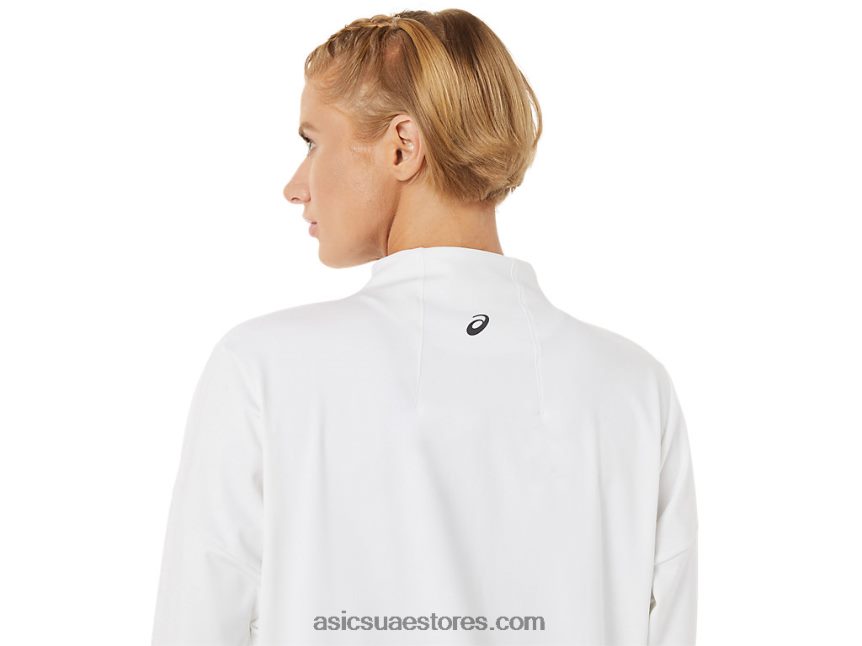 Asics لامع أبيض / أسود سترة تنس نسائية 2N24DJ3286