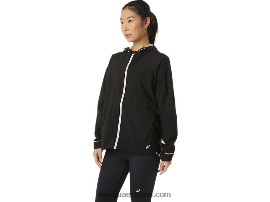 Asics أداء أسود / بالكاد ارتفع سترة نسائية مضادة للماء 2N24DJ3334