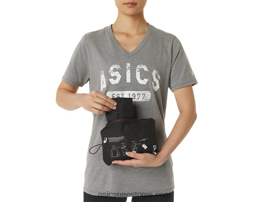 Asics أداء أسود / البرقوق العميق سترة نسائية للتعبئة 2N24DJ3358