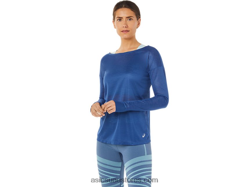 Asics القرش الكبير المرأة طويلة الأكمام مفتوحة الظهر أعلى 2N24DJ3361
