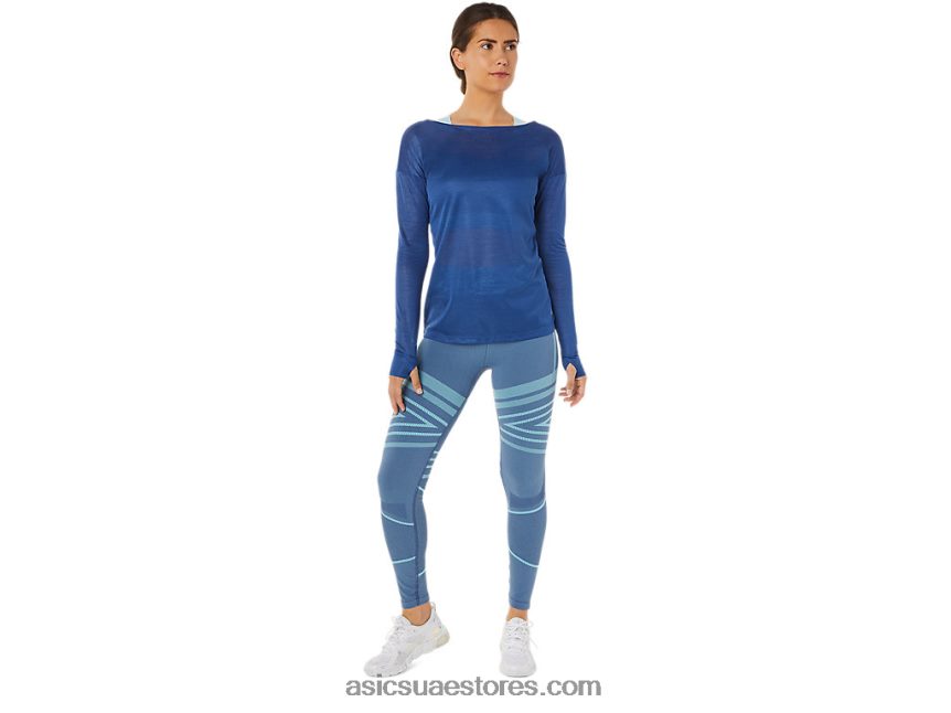 Asics القرش الكبير المرأة طويلة الأكمام مفتوحة الظهر أعلى 2N24DJ3361