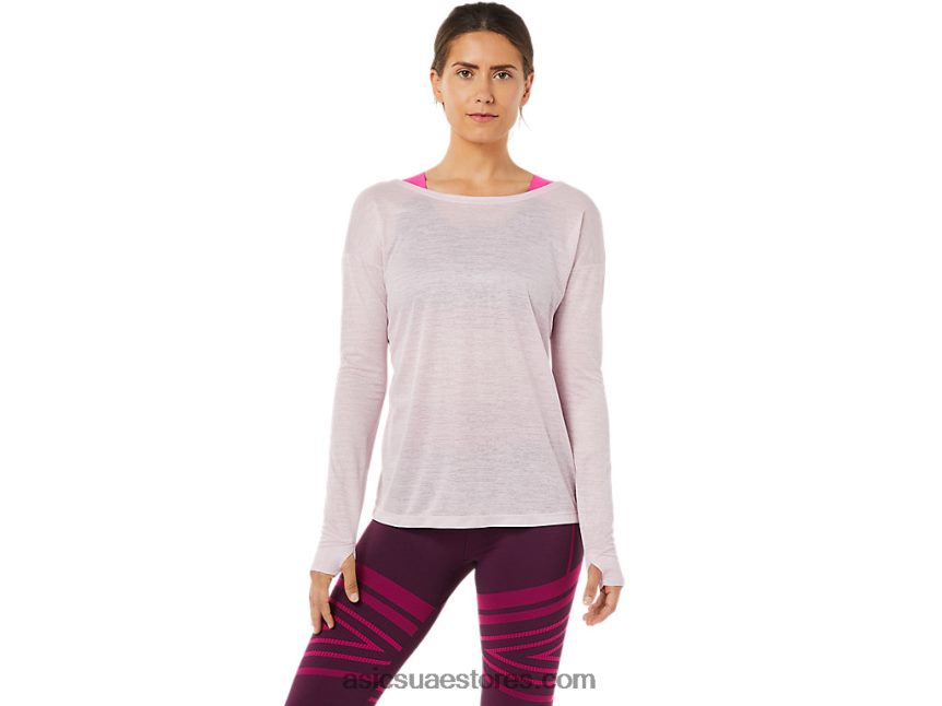 Asics بالكاد ارتفع المرأة طويلة الأكمام مفتوحة الظهر أعلى 2N24DJ3382