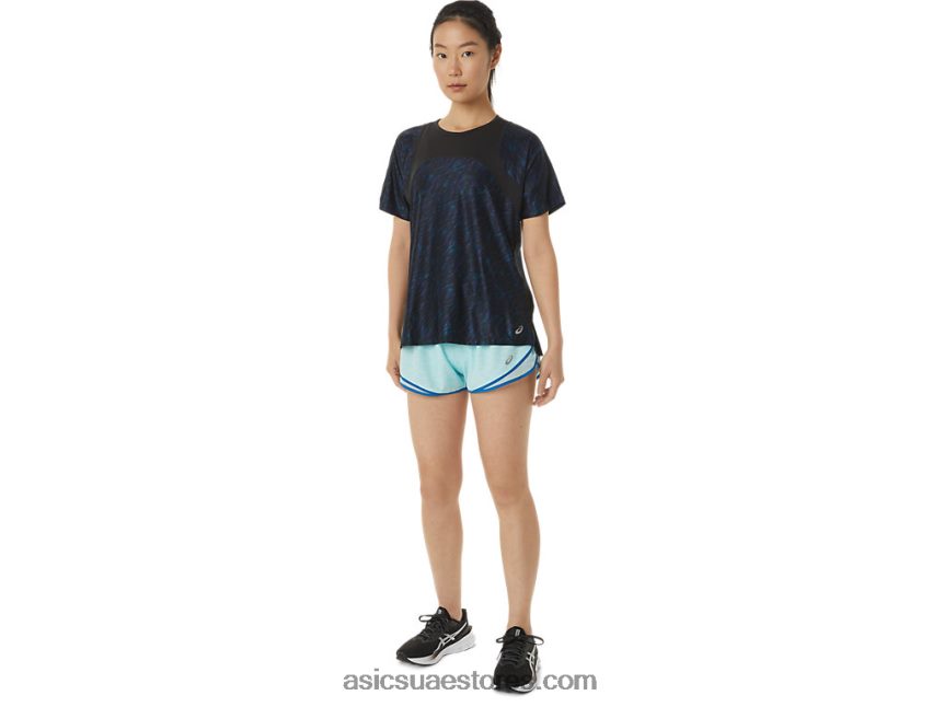 Asics الظل الليلي / طباعة محرك البحيرة المرأة قصيرة الأكمام تشغيل العلاقات العامة لايت 2N24DJ3387