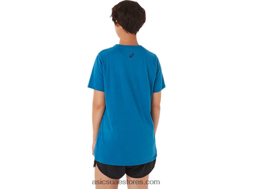 Asics تولد من جديد الأزرق مخطط للمرأة الخامس الرقبة 2N24DJ3420