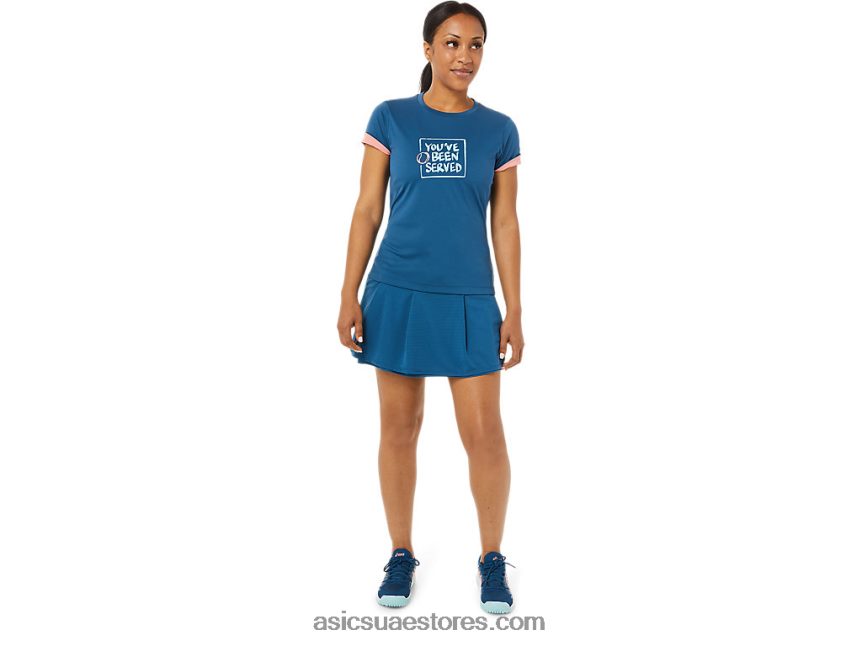Asics النيلي الفاتح المرأة المحملة الرسم المحكمة 2N24DJ3514