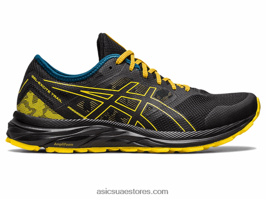 Asics أسود / أصفر ذهبي درب جل مثير 2N24DJ353