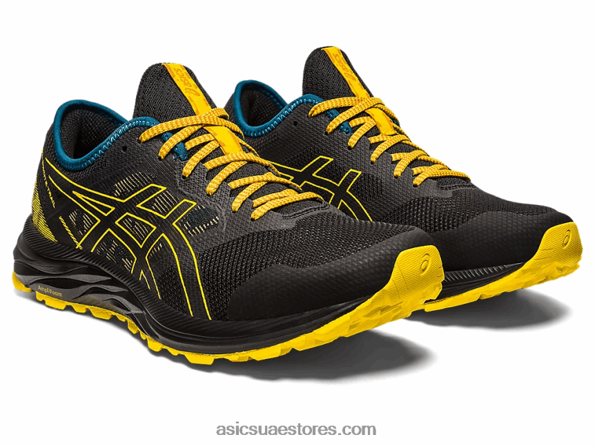 Asics أسود / أصفر ذهبي درب جل مثير 2N24DJ353