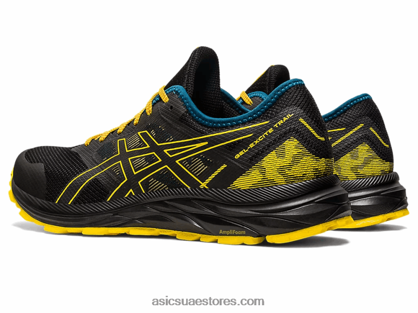 Asics أسود / أصفر ذهبي درب جل مثير 2N24DJ353