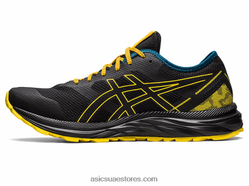 Asics أسود / أصفر ذهبي درب جل مثير 2N24DJ353