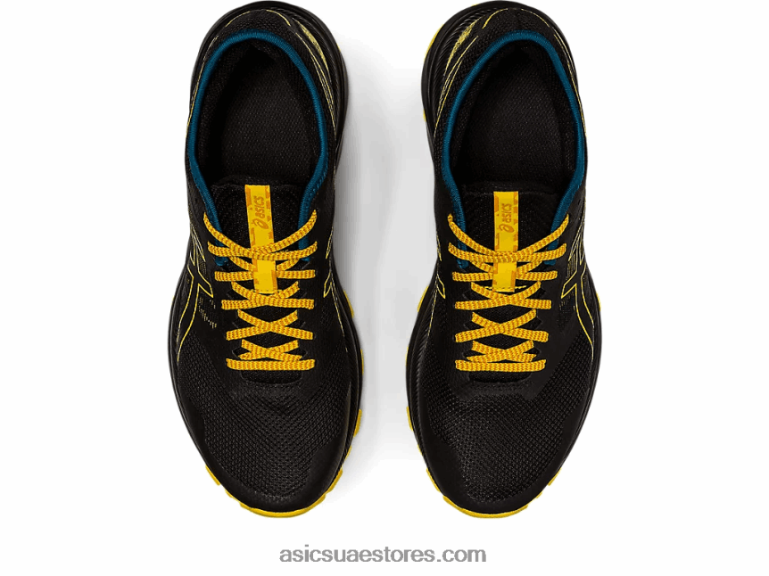 Asics أسود / أصفر ذهبي درب جل مثير 2N24DJ353