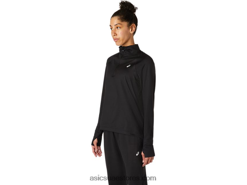Asics أسود الأداء المرأة الرمز البريدي نصف الحرارية 2N24DJ3618