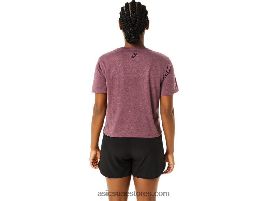 Asics هيذر المريخ العميق تي شيرت قصير الأكمام مخطط للنساء 2N24DJ3620