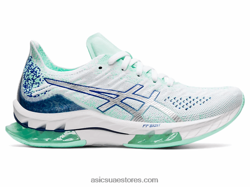 Asics أبيض / فضي نقي انفجار جل كينسي 2N24DJ3679