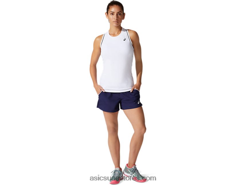 Asics طاووس / أبيض لامع محكمة المرأة قصيرة 2N24DJ3780