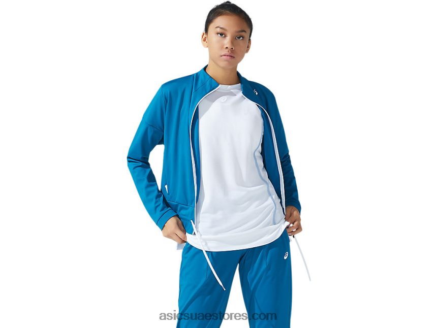 Asics البط البري في أعماق البحار / أبيض لامع سترة تنس نسائية 2N24DJ3781