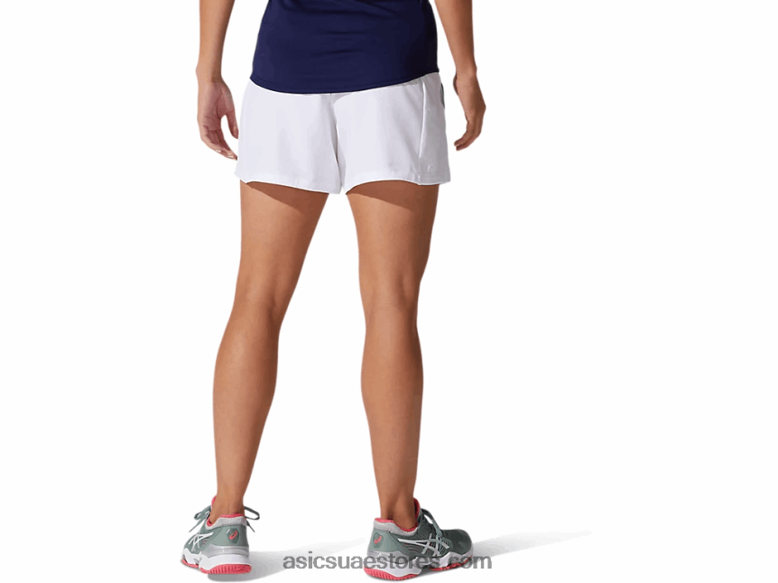 Asics أبيض لامع محكمة المرأة قصيرة 2N24DJ3795