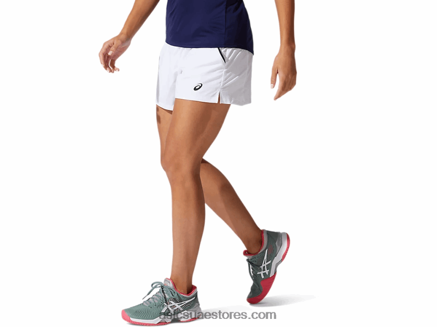 Asics أبيض لامع محكمة المرأة قصيرة 2N24DJ3795