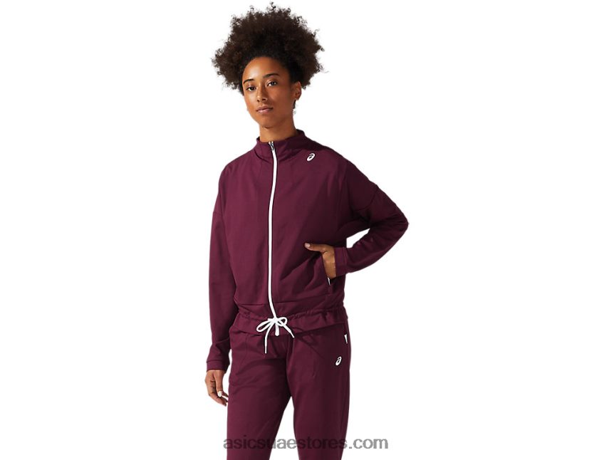 Asics المريخ العميق / أبيض لامع سترة تنس نسائية 2N24DJ3815
