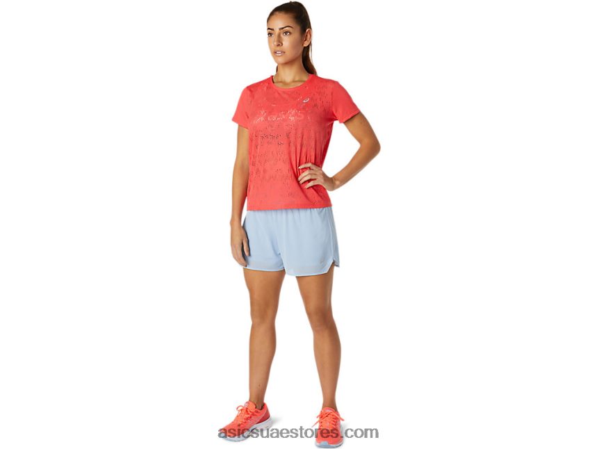 Asics الجريب فروت الوردي المرأة قصيرة الأكمام التهوية 2N24DJ3818