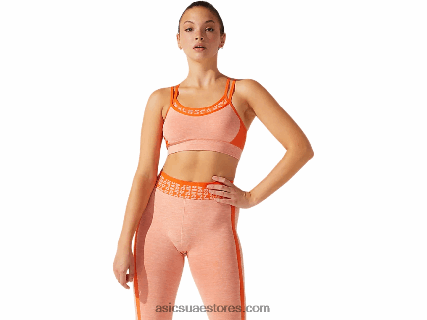 Asics القطيفة البرتقالية / الخوخ حمالة صدر نسائية بدون خياطة بشعار الماركة 2N24DJ3927