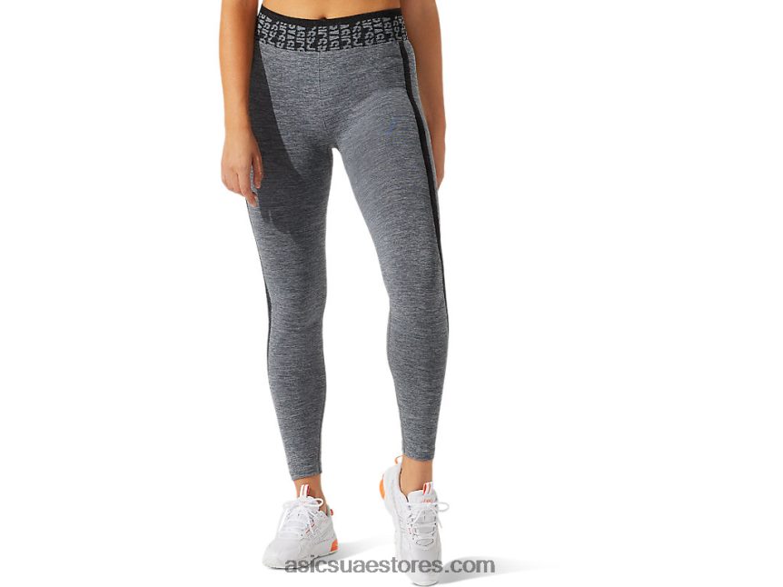 Asics أداء أسود / رمادي جرافيت شعار المرأة اقتصاص سلس ضيق 2N24DJ3935
