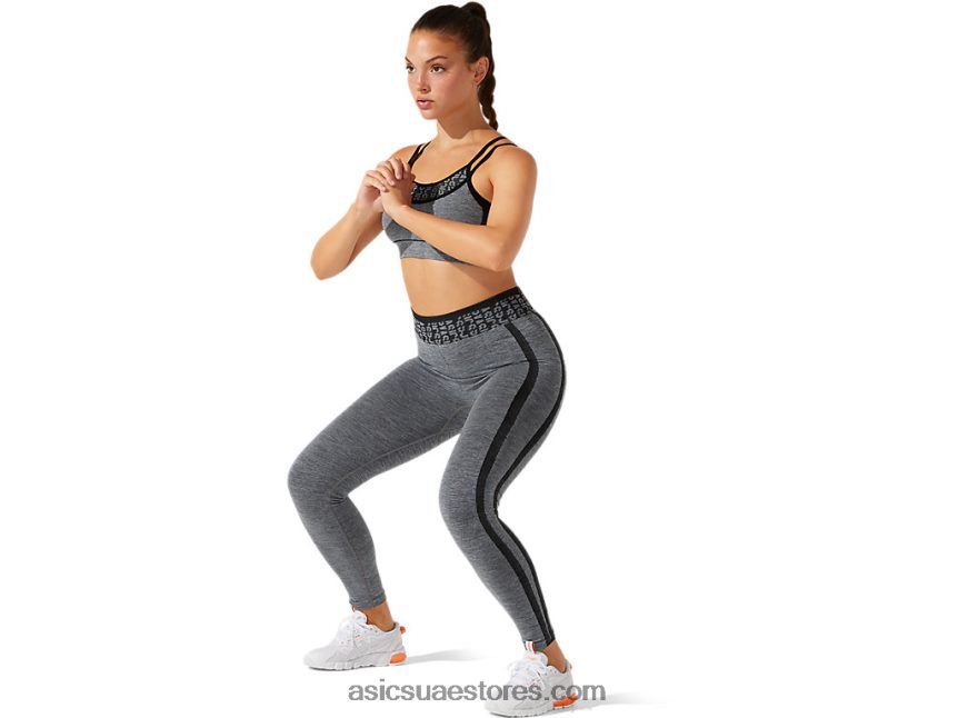Asics أداء أسود / رمادي جرافيت شعار المرأة اقتصاص سلس ضيق 2N24DJ3935