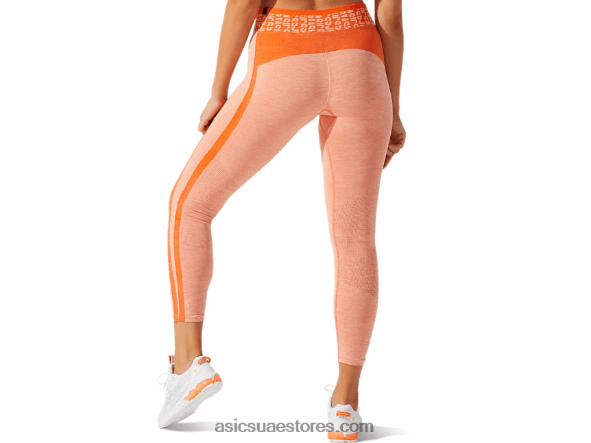 Asics القطيفة البرتقالية / الخوخ شعار المرأة اقتصاص سلس ضيق 2N24DJ3940