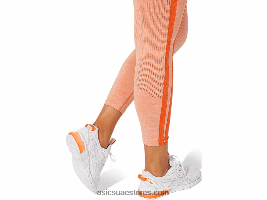 Asics القطيفة البرتقالية / الخوخ شعار المرأة اقتصاص سلس ضيق 2N24DJ3940