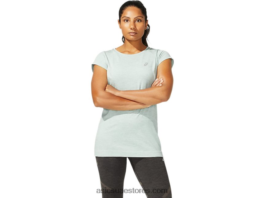 Asics الرمادي الداكن سباق المرأة سلس أعلى كم قصير 2N24DJ3960