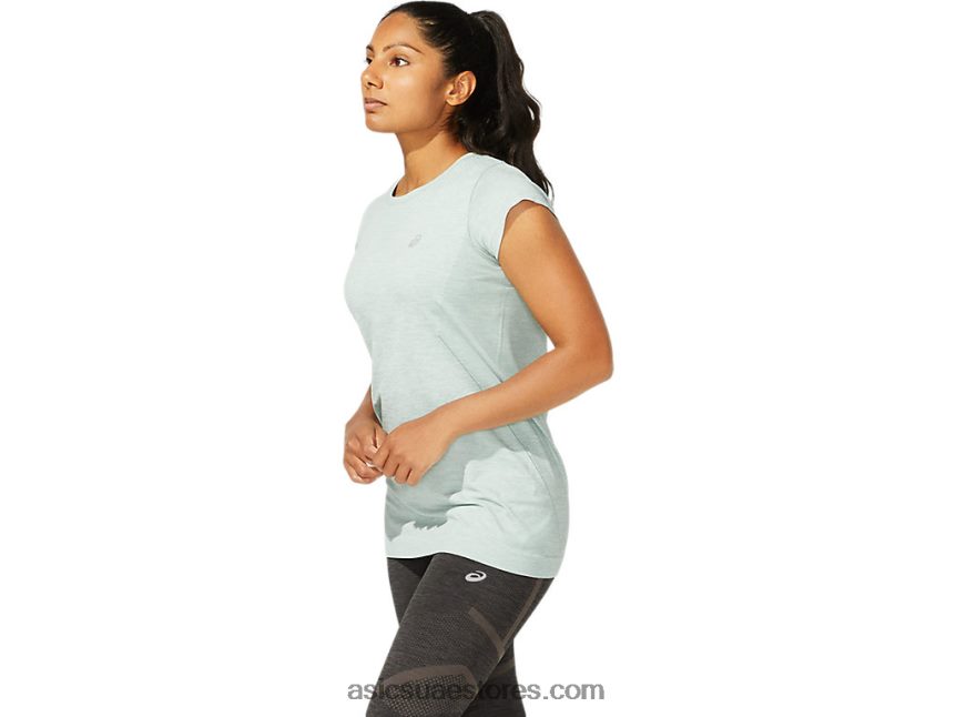 Asics الرمادي الداكن سباق المرأة سلس أعلى كم قصير 2N24DJ3960