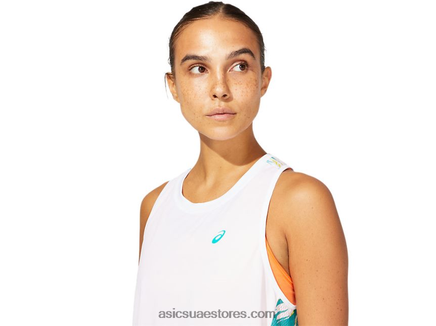 Asics أبيض لامع / جوهرة البلطيق خزان حقن لون المرأة 2N24DJ3967