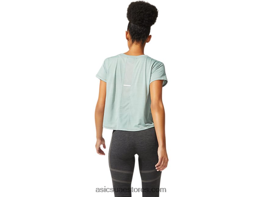 Asics الرمادي الداكن أعلى محصول ساكورا المرأة قصيرة الأكمام 2N24DJ3977