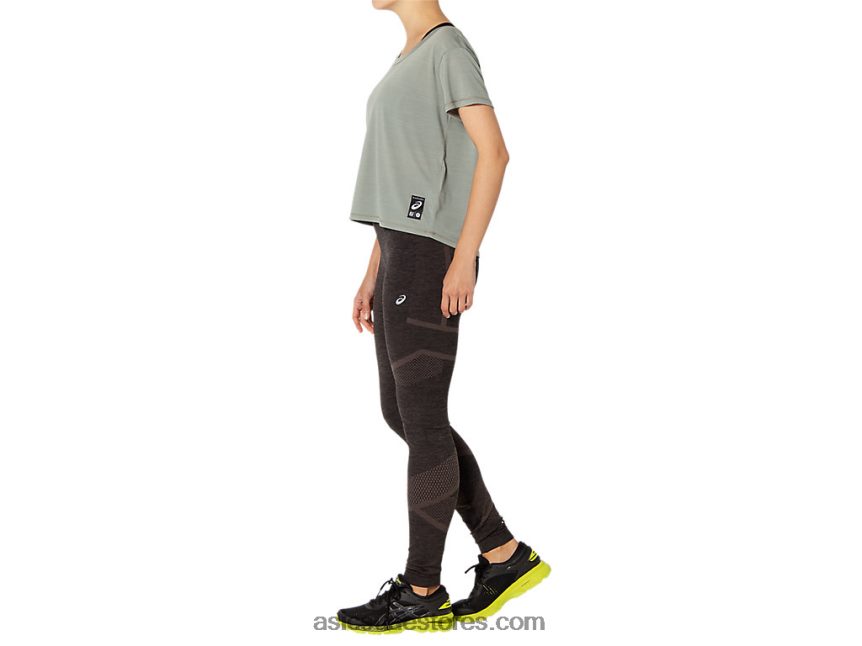 Asics الرمادي الداكن أعلى محصول ساكورا المرأة قصيرة الأكمام 2N24DJ3977