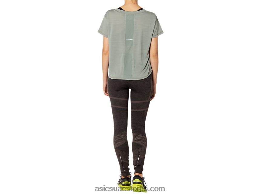 Asics الرمادي الداكن أعلى محصول ساكورا المرأة قصيرة الأكمام 2N24DJ3977