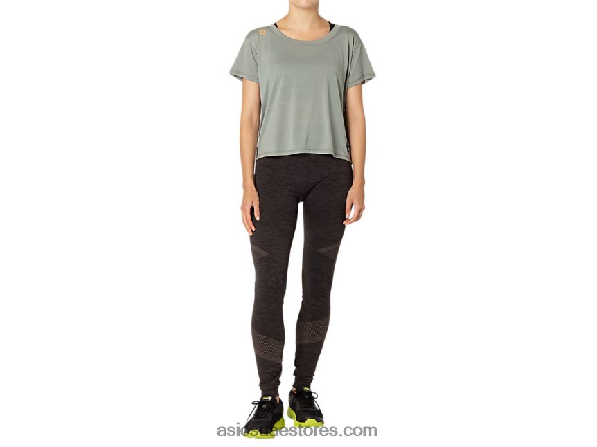 Asics الرمادي الداكن أعلى محصول ساكورا المرأة قصيرة الأكمام 2N24DJ3977