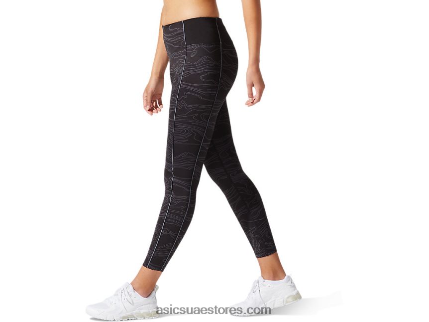 Asics أداء أسود / رمادي الناقل مخطط الأنابيب النسائية ضيق 2N24DJ4042