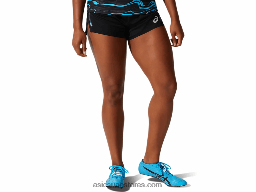 Asics أسود الأداء المرأة قصيرة متماسكة خفيفة 2N24DJ4068