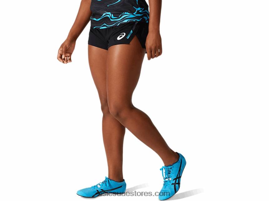 Asics أسود الأداء المرأة قصيرة متماسكة خفيفة 2N24DJ4068