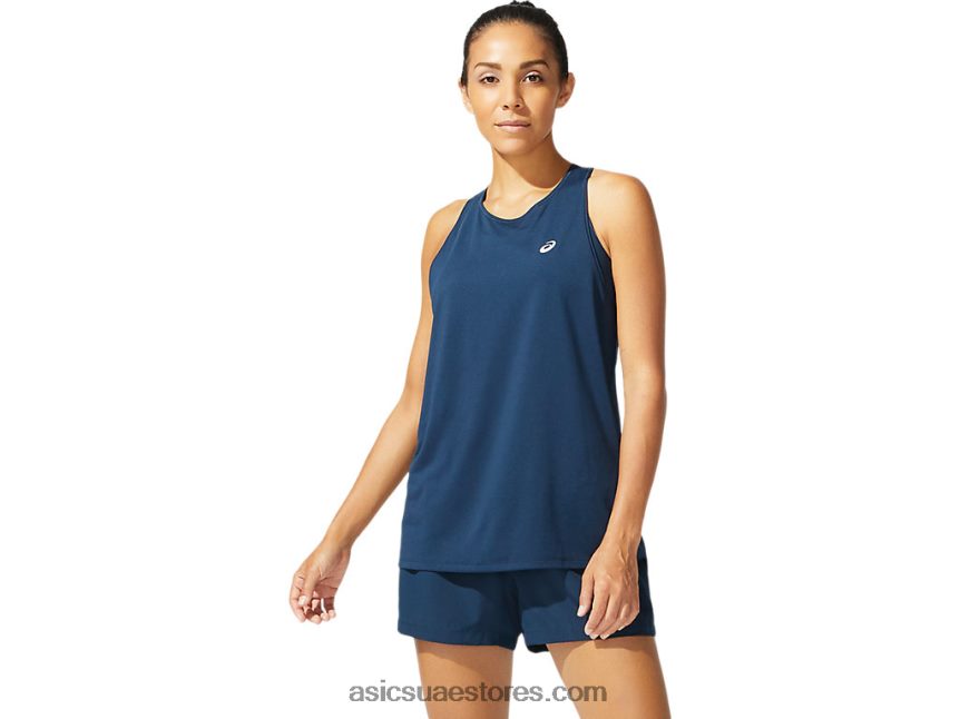 Asics الأزرق الفرنسي بلا أكمام سباق المرأة 2N24DJ4078