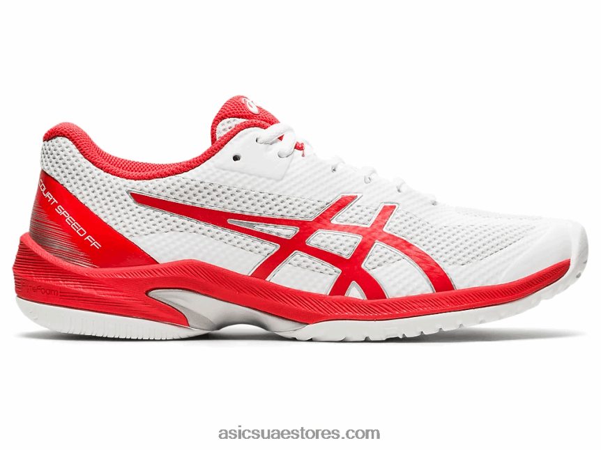 Asics أبيض / أحمر ناري سرعة المحكمة وما يليها 2N24DJ4102