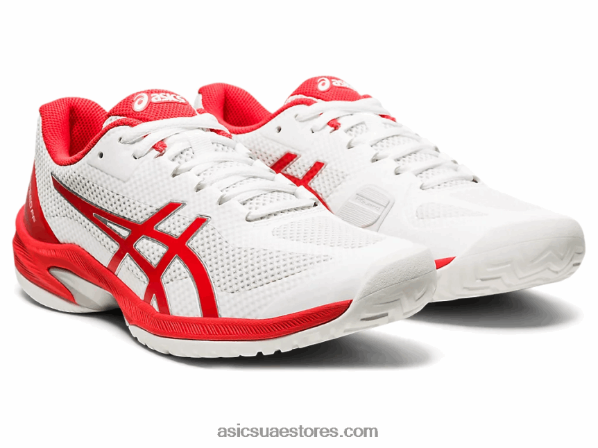 Asics أبيض / أحمر ناري سرعة المحكمة وما يليها 2N24DJ4102