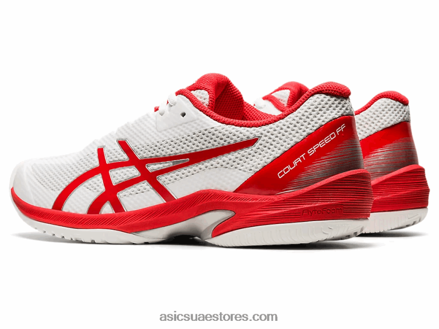 Asics أبيض / أحمر ناري سرعة المحكمة وما يليها 2N24DJ4102