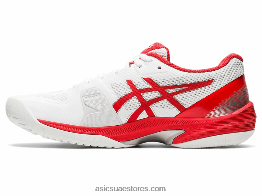 Asics أبيض / أحمر ناري سرعة المحكمة وما يليها 2N24DJ4102