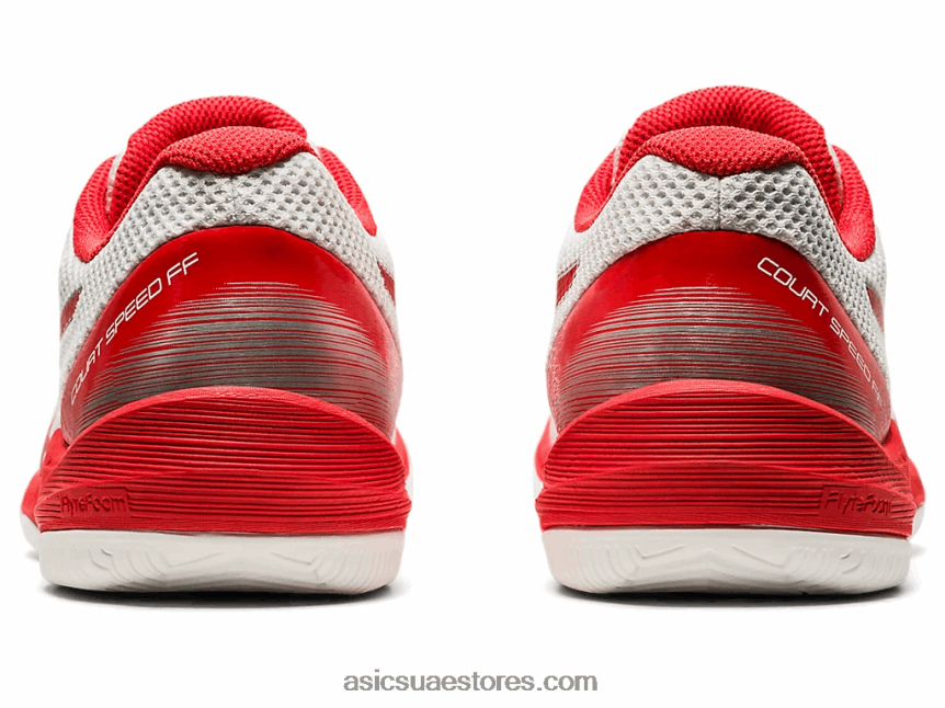 Asics أبيض / أحمر ناري سرعة المحكمة وما يليها 2N24DJ4102